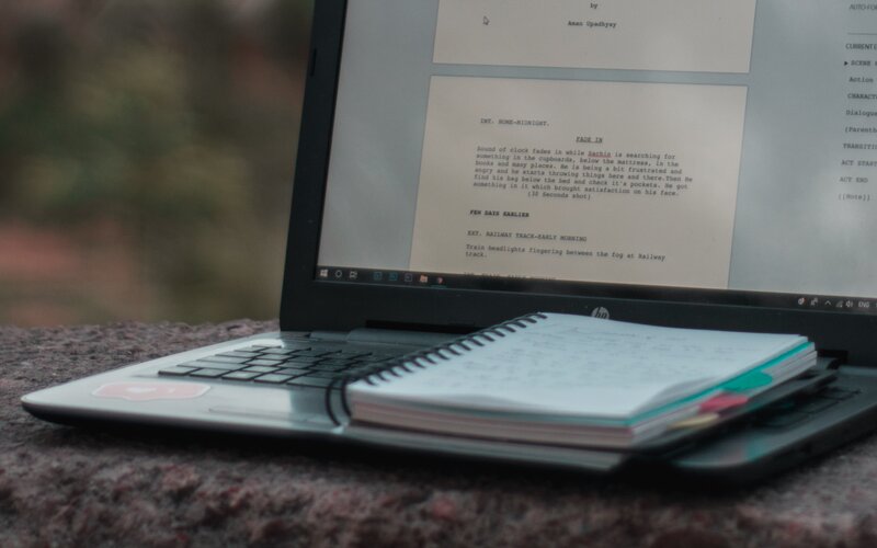 A script on a laptop