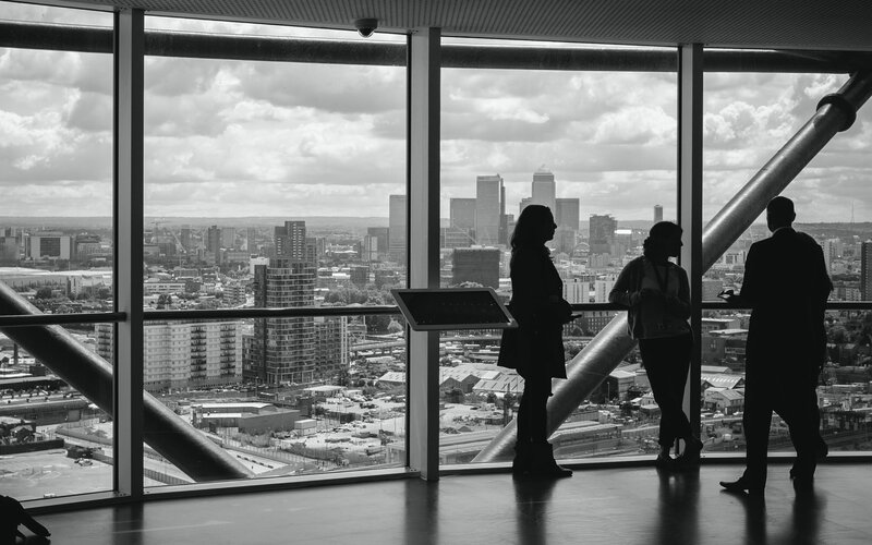 People stand in an office