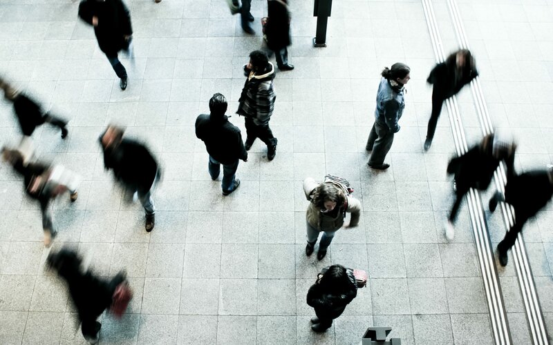 A flock of people